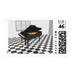 Grand Piano & Tile Floor: 3D Model: postage