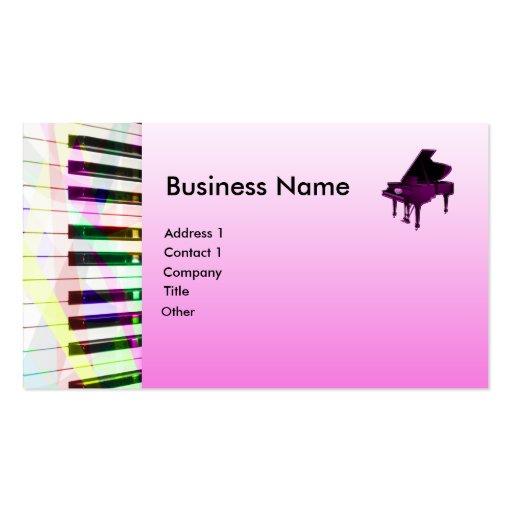 Grand Piano With Keyboard in Pink Business Card Template