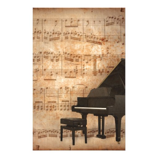 Grand Piano with Music Notes Stationery | Zazzle