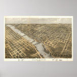 Grand Rapids Michigan 1868 Antique Panoramic Map Posters