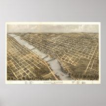 Grand Rapids Michigan 1868 Antique Panoramic Map Posters