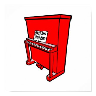 grand red upright piano with music.png poster