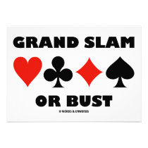 Grand Slam Or Bust (Bridge Card Suits) invitations