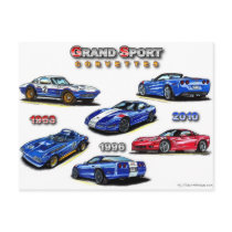 Grand Sport Corvettes 1963, 1996, 2010 Post Cards
