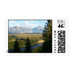 Grand Teton Mountains and River Stamp