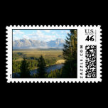 Grand Teton Mountains and River Stamp