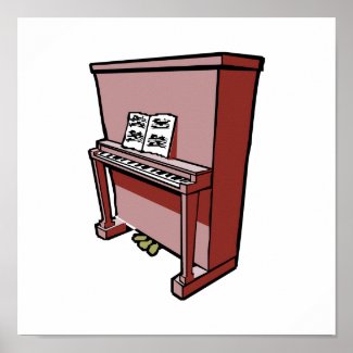 grand upright piano with music.png print