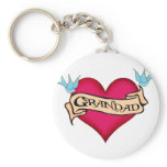 Grandad - Custom Heart Tattoo T-shirts &amp; Gifts Key Chain