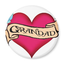 Grandad - Custom Heart Tattoo T-shirts & Gifts magnets