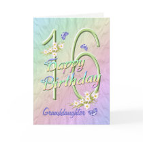 Granddaughter 16th Birthday Butterfly Garden Card