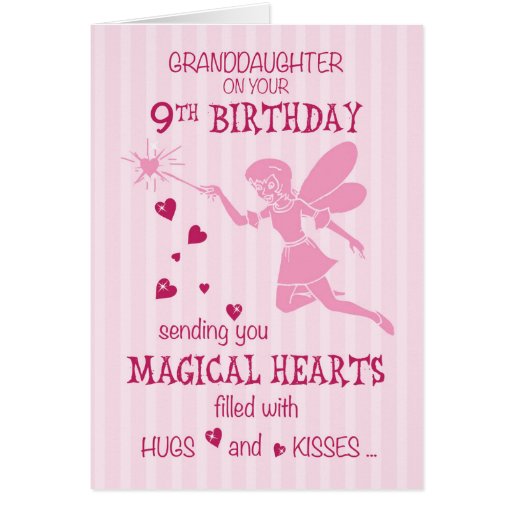 Granddaughter 9th Birthday Magical Fairy Pink Card Zazzle