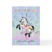 Granddaughter carousel birthday card - pastel caro