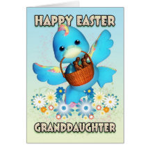Granddaughter Easter Card - Cute Duck With Basket