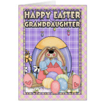 Granddaughter Easter Card - Easter Bunny & Easter