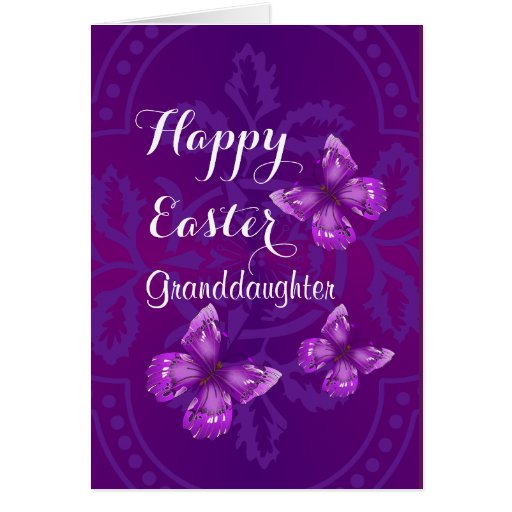 Granddaughter / Happy Easter - Purple Butterflies Card | Zazzle