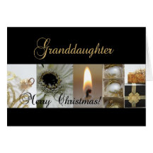 Granddaughter Merry Christmas  black gold christma Cards