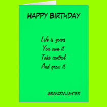 Granddaughter motivational birthday greeting cards cards