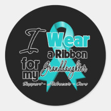 Granddaughter - Teal Awareness Ribbon Round Stickers