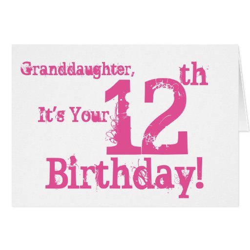 granddaughter-s-12th-birthday-in-pink-greeting-card-zazzle