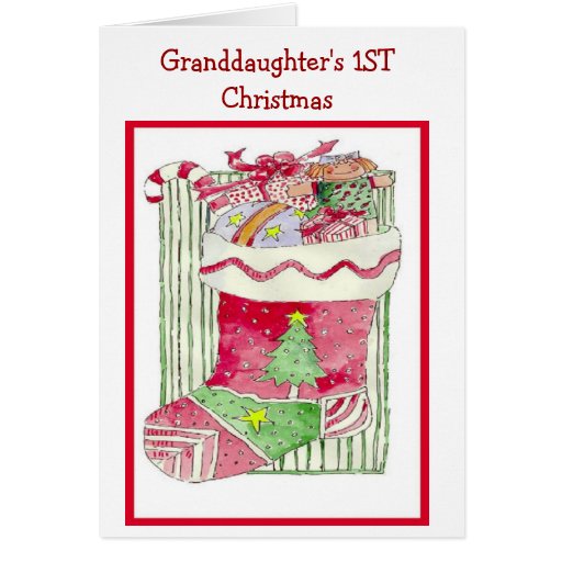 Granddaughter's 1ST Christmas Greeting Card Zazzle