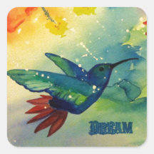 ¡Grande ideal! Pintura de la acuarela del colibrí Etiqueta