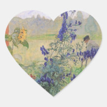 Grandfather with Flowers 1909 Heart Stickers