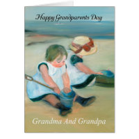 Grandma And Grandpa Grandparents Day Oil Painted Greeting Card