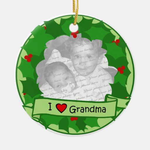 grandma christmas wreath photo ceramic ornament zazzle grandma christmas wreath photo ceramic ornament zazzle