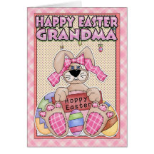 Grandma Easter Card - Easter Bunny & Easter Eggs