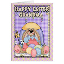 Grandma Easter Card - Easter Bunny & Easter Eggs