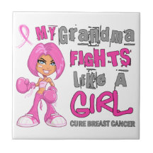 Grandma Fights Like Girl Breast Cancer 42.9.png Ceramic Tile