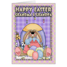Grandma & Grandpa Easter Card - Easter Bunny & Eas