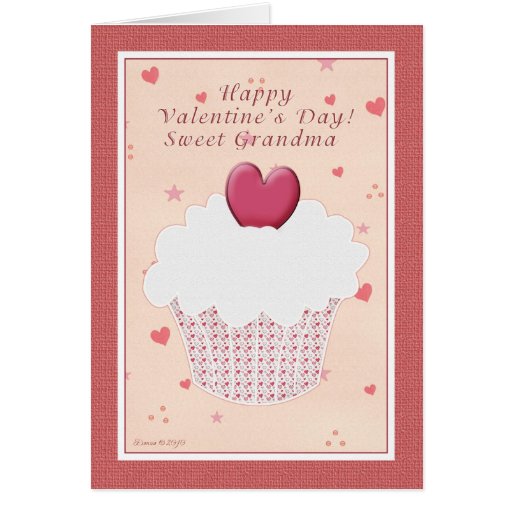 Grandma Happy Valentine S Day Heart Cupcake Card Zazzle