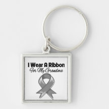 Grandma - I Wear A Gray Ribbon Keychain