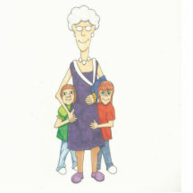 Grandma in a cast photo cutout