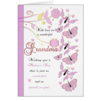 Grandma Mother's Day Card With Flowers And Butterf