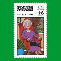 Grandma Napping - postage stamp stamps