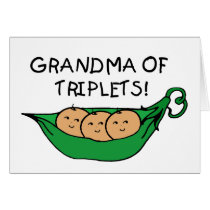 Grandma of Triplets Pod Greeting Cards