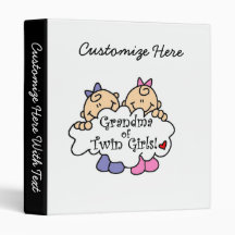Grandma of Twin Girls Gifts Vinyl Binder