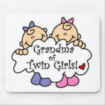 Grandma of Twin Girls Tshirts and Gifts Mousepads