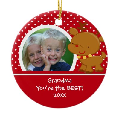 Grandma Photo Reindeer Christmas Ornament