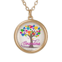Grandma Tree of Life Hearts Pendant Necklace