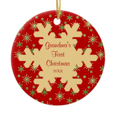 Grandma&#39;s First Christmas Red Snowflake Ornament