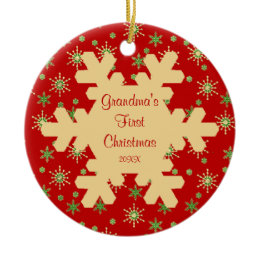 Grandma's First Christmas Red Snowflake Ornament ornament