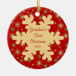 Grandma's First Christmas Red Snowflake Ornament