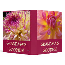 GRANDMA'S GOODIES Binder! Pink Dahlia Flowers by Basleeartprintgifts GRANDMA'S GOODIES Binder! Pink Dahlia Flowers
