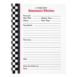 Grandmas Kitchen Checkered Red Accent Recipe Page Customized Letterhead