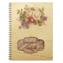 Grandmas Vintage Rose Spiral Notebook