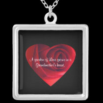 Grandmother Love-Red Rose Heart necklaces