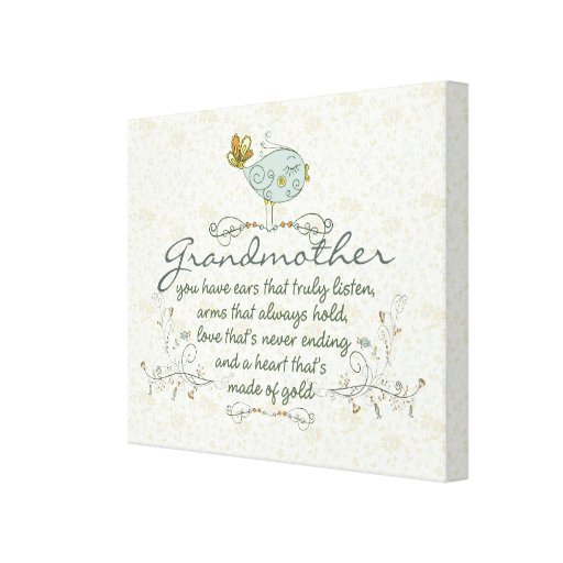 Grandmother Poem With Birds Canvas Print Zazzle